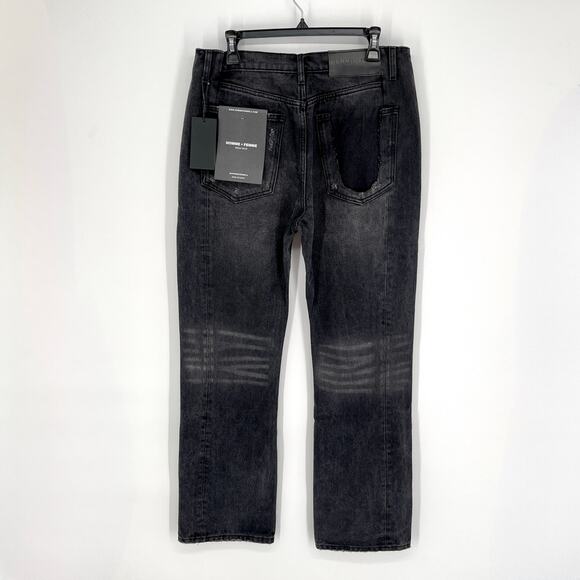 Homme + Femme NEW Jeans Mens Sz 34 Black Straight Leg Torn Pocket Cotton Blend - Picture 4 of 10
